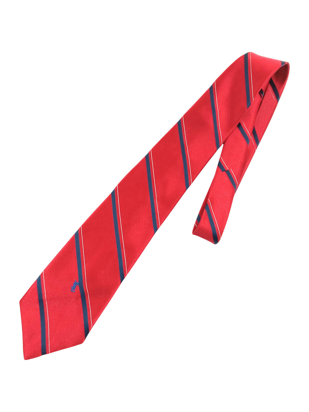 Yves Saint Laurent Men Neck Tie Silk Red Blue White